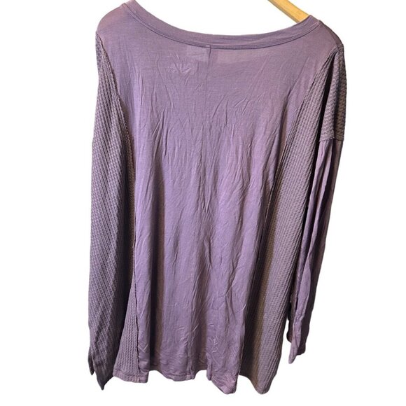 LIVI Active Womens Plus Size 18 Purple Long Sleeve Waffle Knit Top - Picture 2 of 8